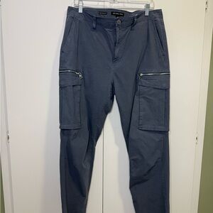 Michael Kors Men's Dark Blue Cargo Pants with Zip Pockets